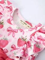 Rylee Faith Designs Summer Strawberry Bow Baby Girl Romper - 