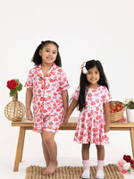 Rylee Faith Designs Summer Strawberry Bow Girls Short Sleeve Dress -