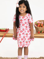 Rylee Faith Designs Summer Strawberry Bow Girls Short Sleeve Dress -