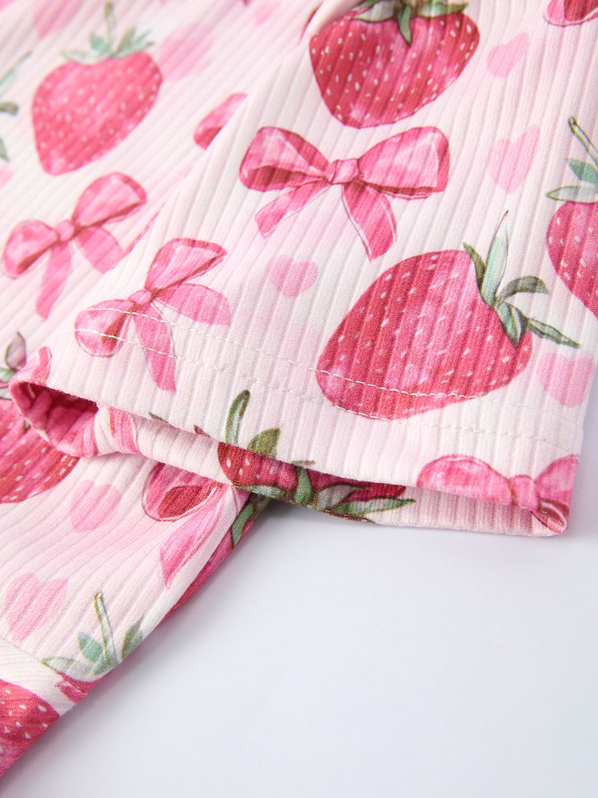 Rylee Faith Designs Summer Strawberry Bow Girls Short Sleeve Dress -
