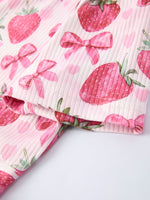Rylee Faith Designs Summer Strawberry Bow Girls Short Sleeve Dress -