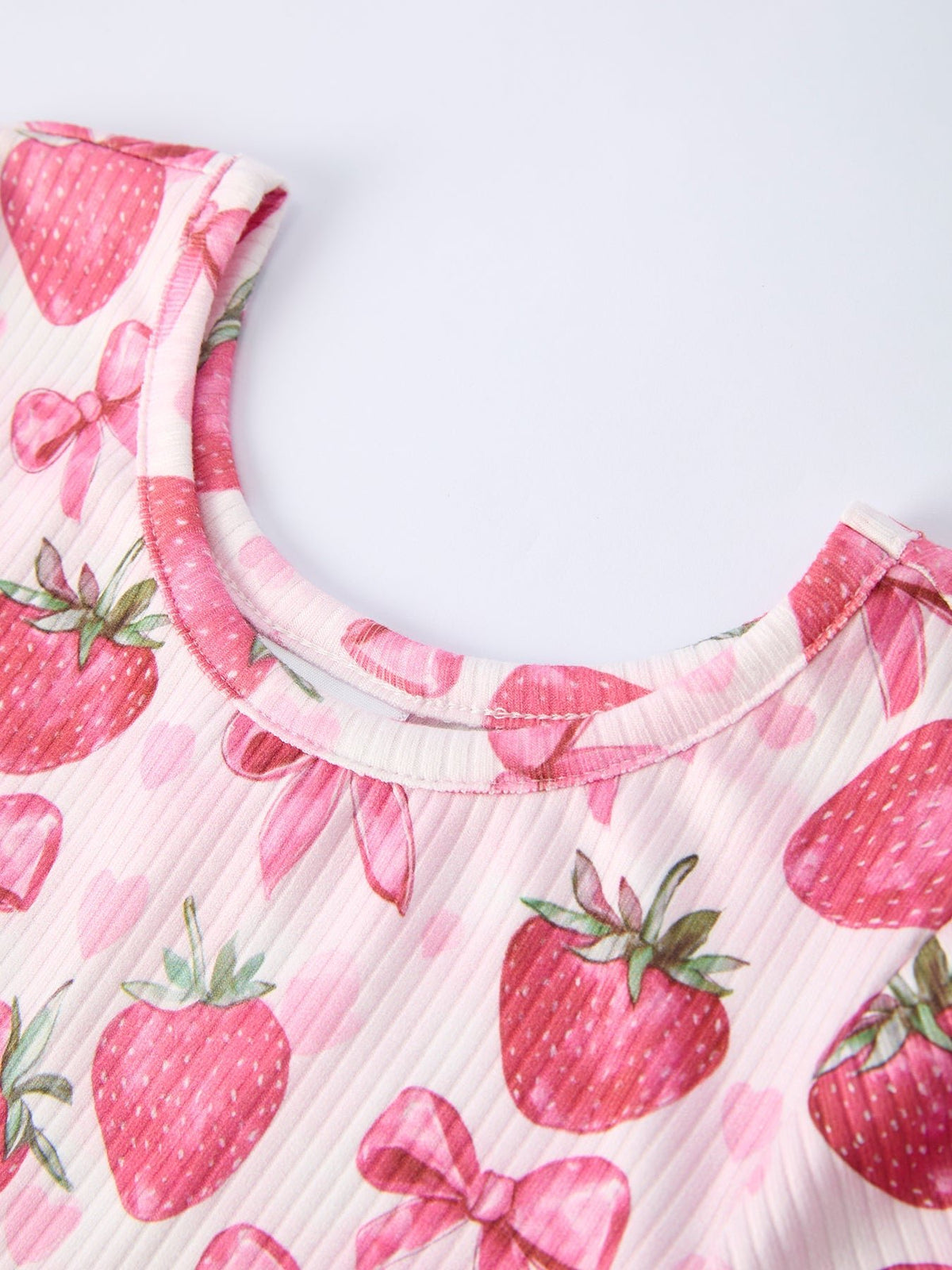 Rylee Faith Designs Summer Strawberry Bow Girls Short Sleeve Dress -