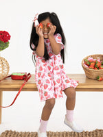 Rylee Faith Designs Summer Strawberry Bow Girls Short Sleeve Dress -