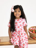 Rylee Faith Designs Summer Strawberry Bow Girls Short Sleeve Dress -