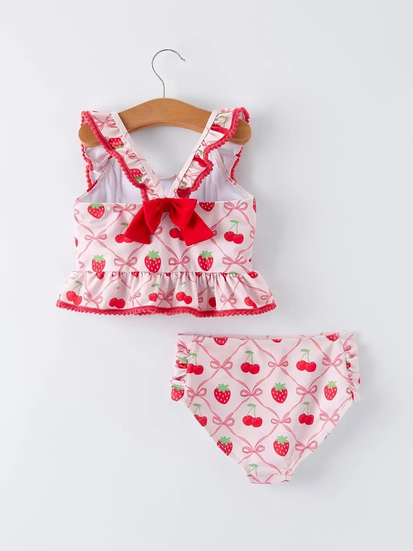 Rylee Faith Designs Strawberry Cherry Ruffle Girls Two Piece Swimsuit Rylee Faith Designs 