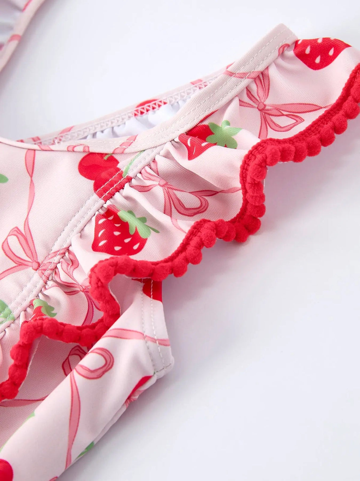 Rylee Faith Designs Strawberry Cherry Ruffle Girls Two Piece Swimsuit Rylee Faith Designs 