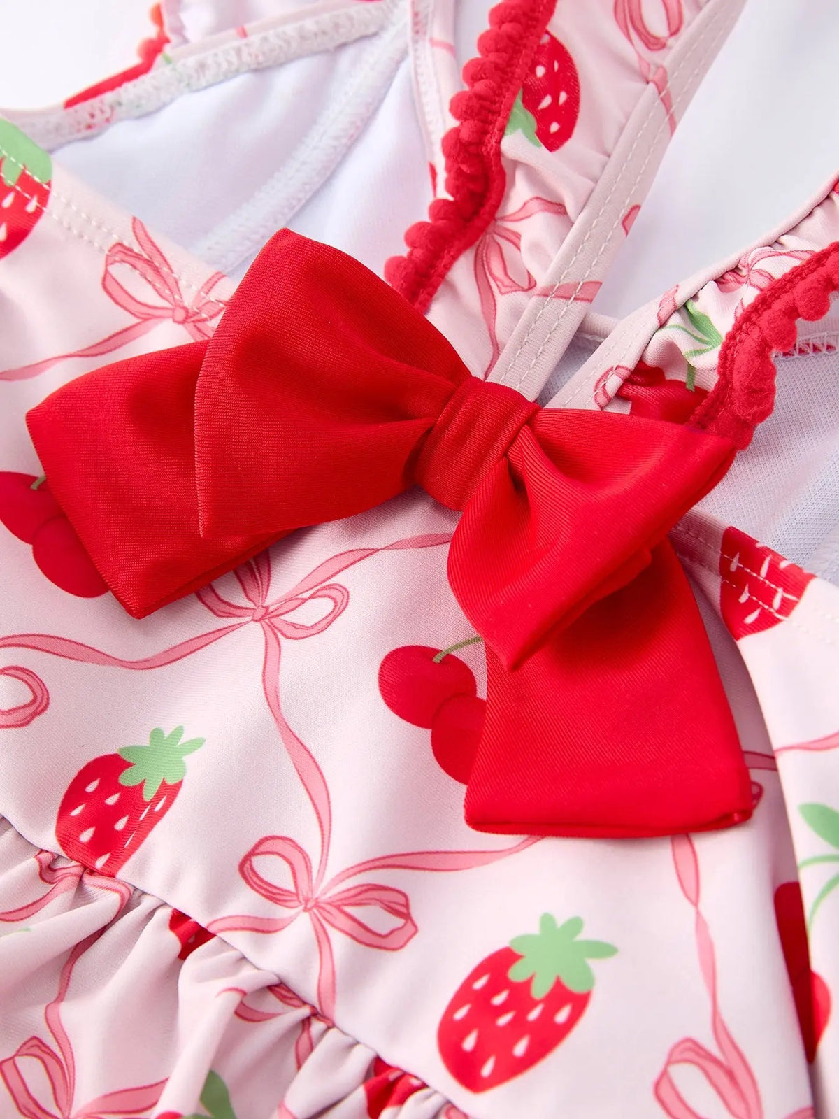 Rylee Faith Designs Strawberry Cherry Ruffle Girls Two Piece Swimsuit Rylee Faith Designs 
