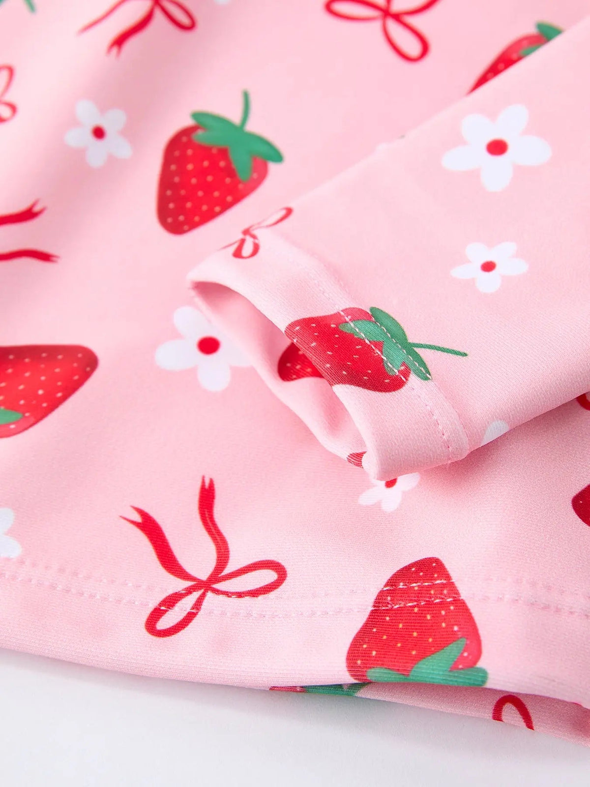 Rylee Faith Designs Summer Strawberry Print Girls Long Sleeve Swim Set - 