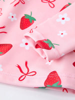 Rylee Faith Designs Summer Strawberry Print Girls Long Sleeve Swim Set - 