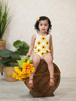 Summer Sunflower Baby Crochet Romper Rylee Faith Designs 