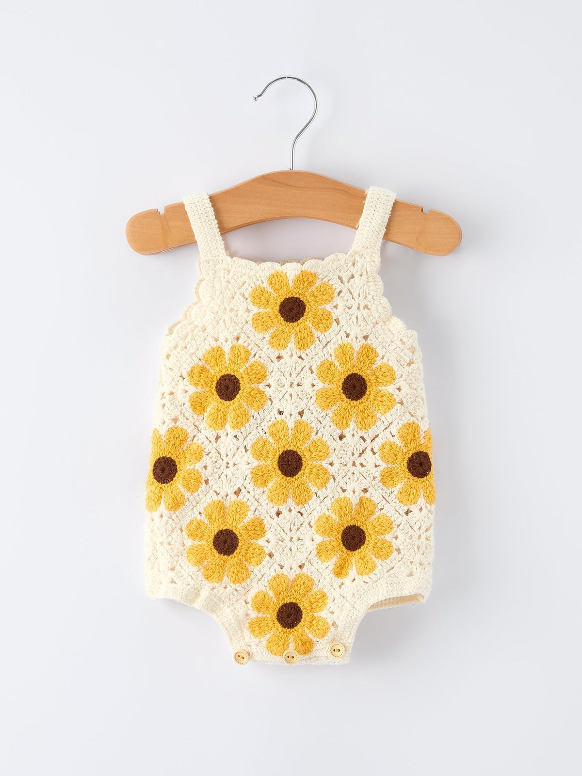Rylee Faith Designs Summer Sunflower Baby Crochet RomperEveretts Place