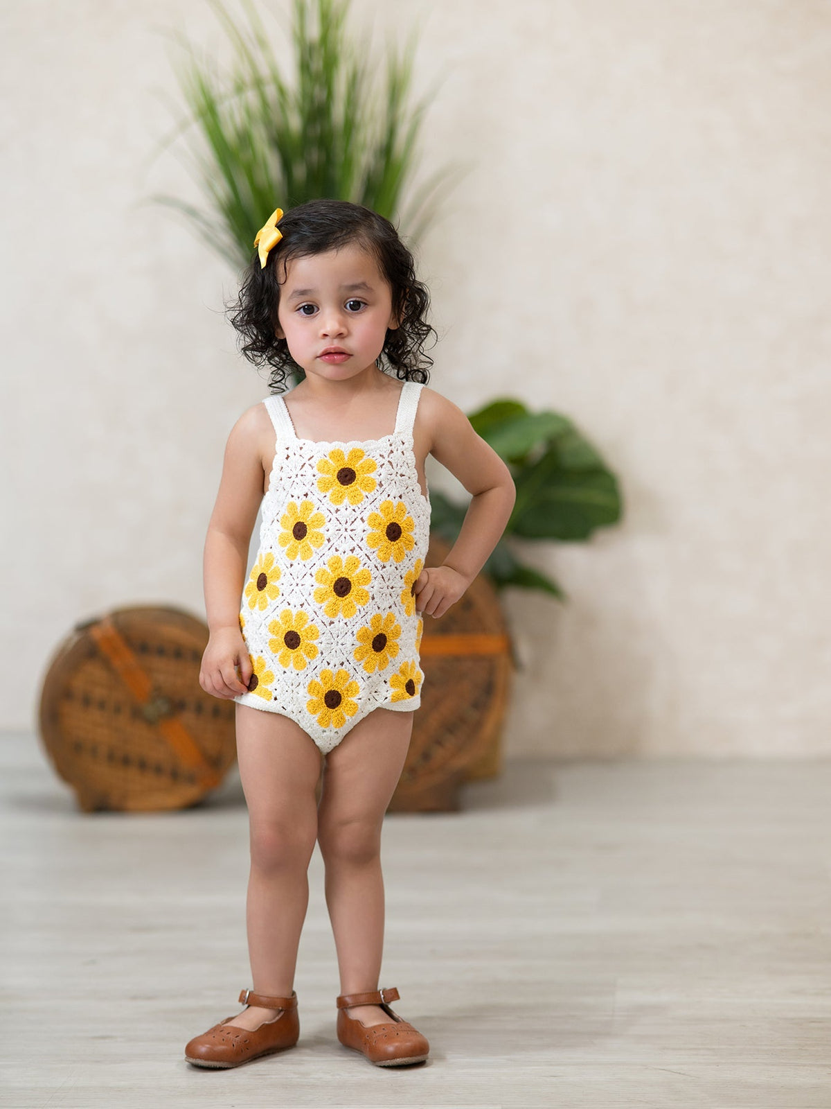 Rylee Faith Designs Summer Sunflower Baby Crochet RomperEveretts Place
