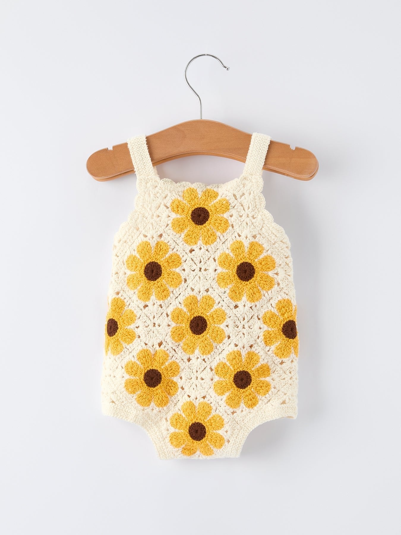 Rylee Faith Designs Summer Sunflower Baby Crochet RomperEveretts Place