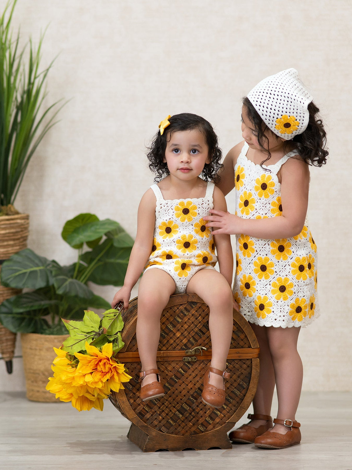 Rylee Faith Designs Summer Sunflower Baby Crochet RomperEveretts Place