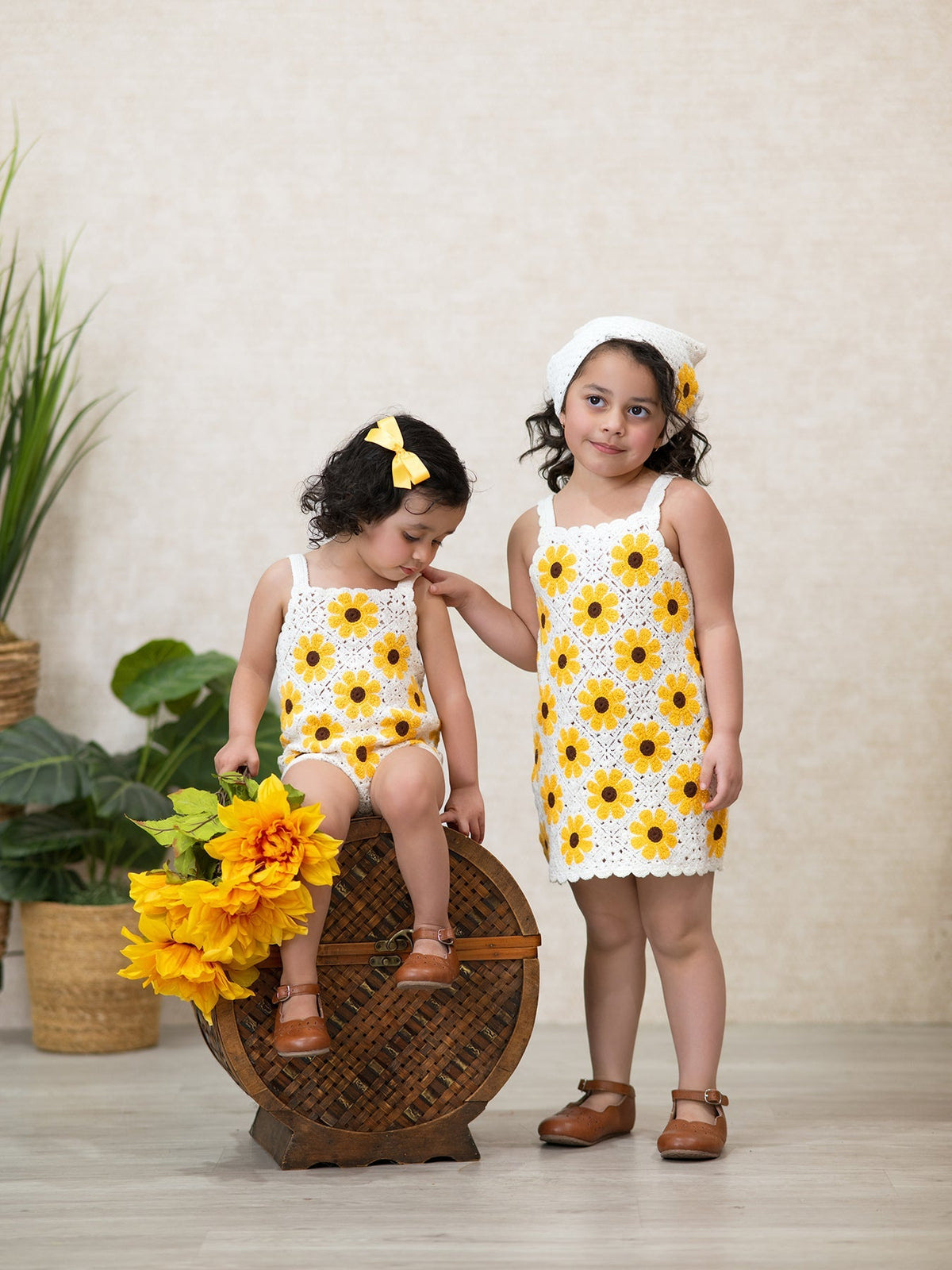 Rylee Faith Designs Summer Sunflower Baby Crochet RomperEveretts Place
