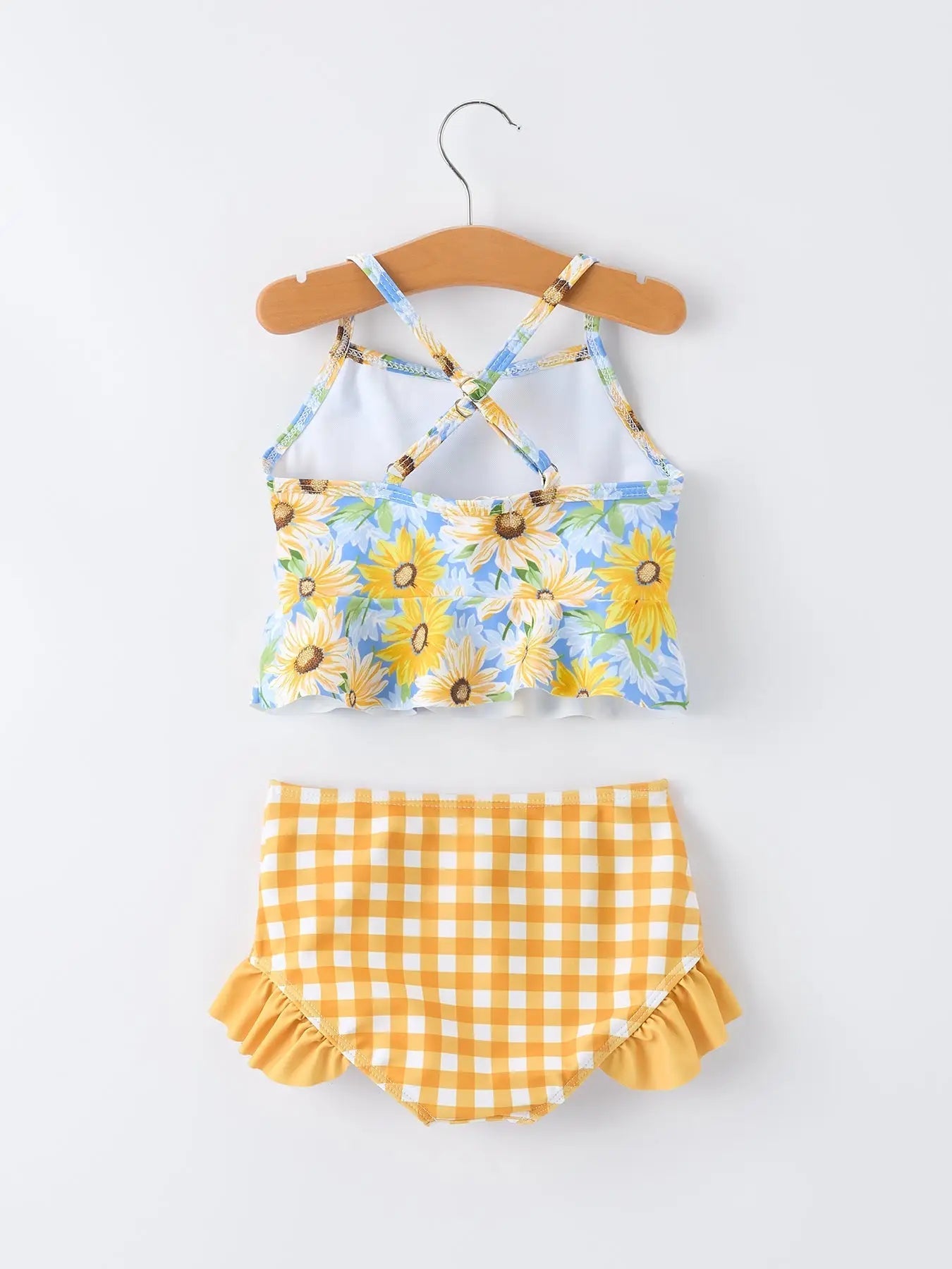 Rylee Faith Designs Summer Sunflower Plaid Girls Two Piece Swimsuit - 