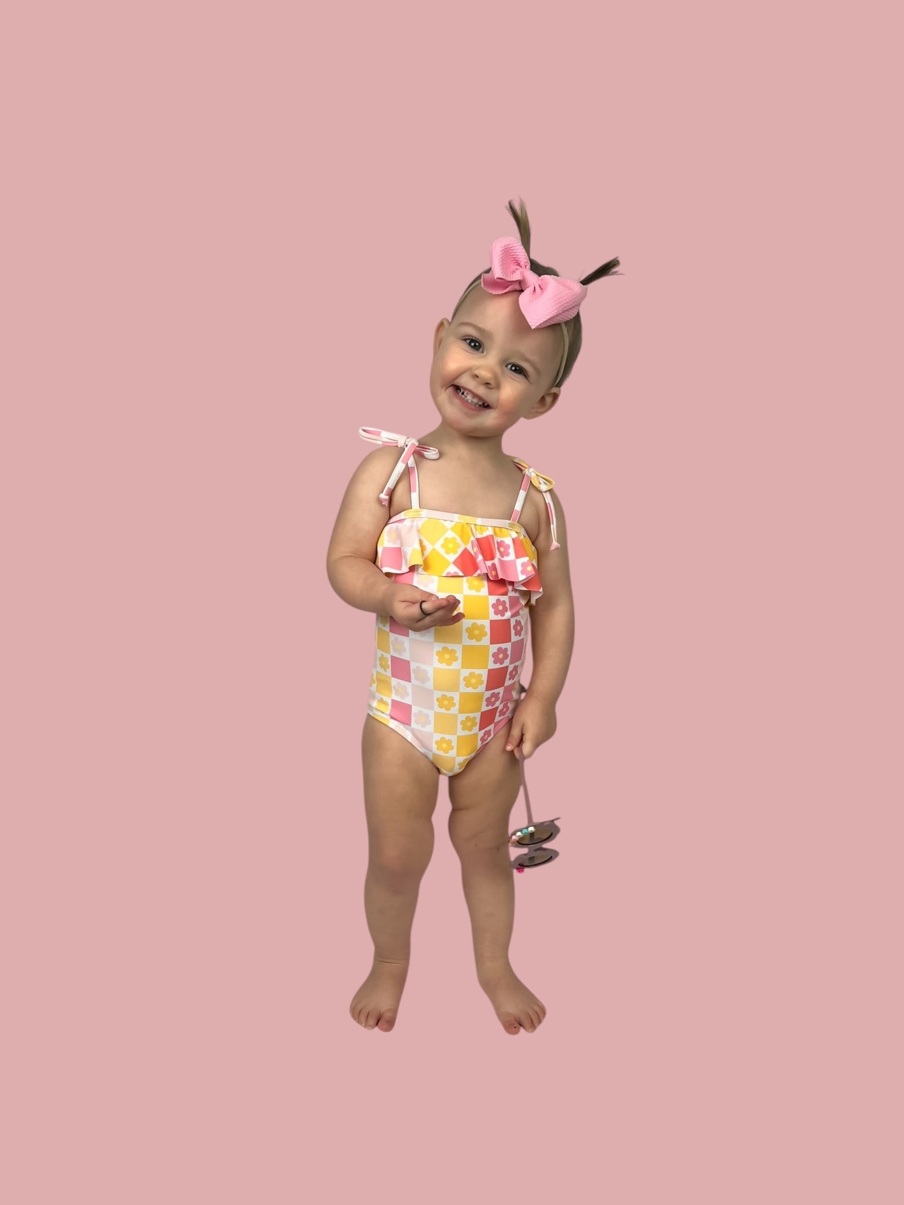 DREAM BIG LITTLE CO SUMMER SUNSET CHECKERS DREAM ONE PIECE SWIM SUITEveretts Place