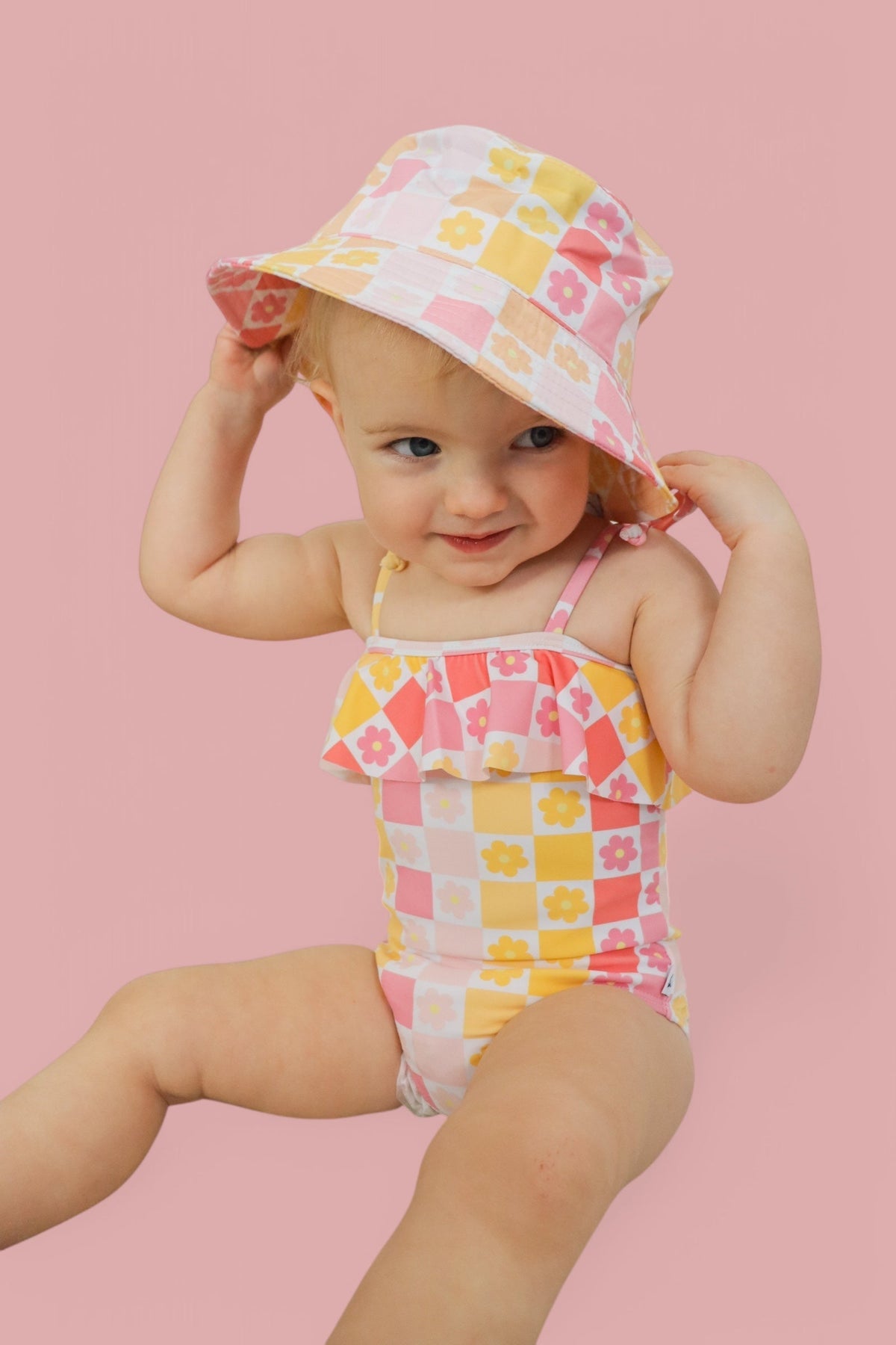DREAM BIG LITTLE CO SUMMER SUNSET CHECKERS DREAM ONE PIECE SWIM SUITEveretts Place