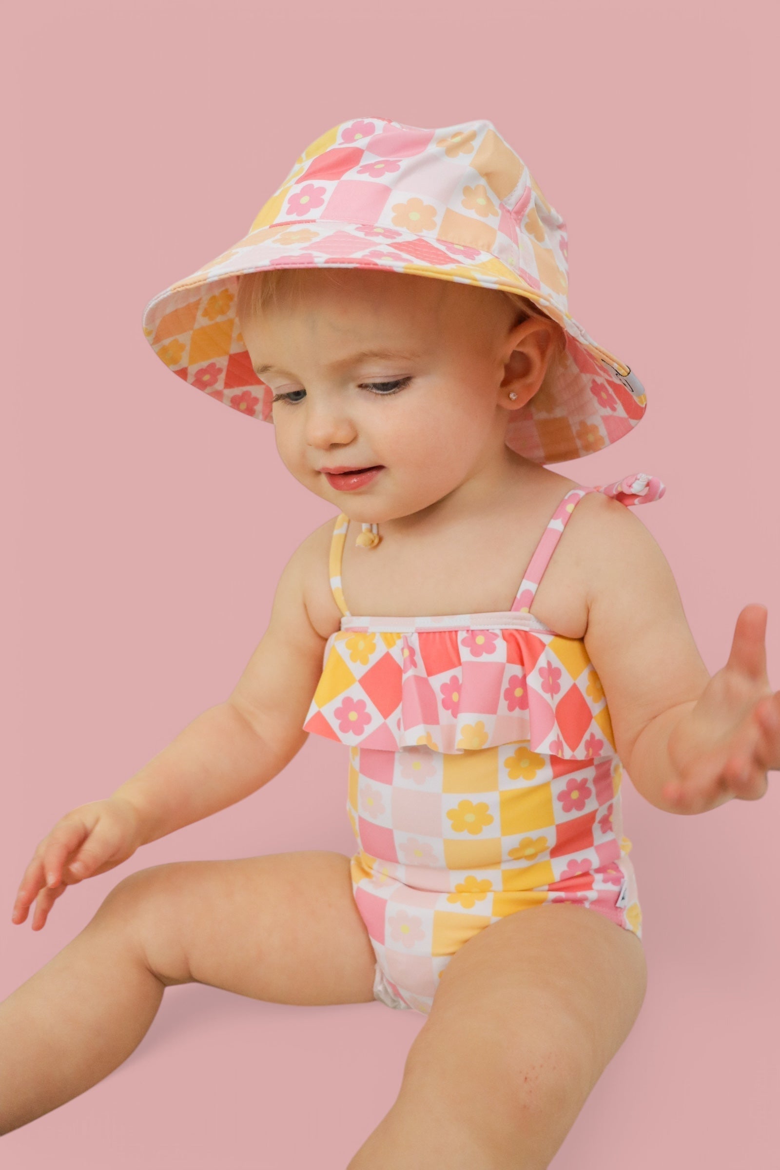 DREAM BIG LITTLE CO SUMMER SUNSET CHECKERS DREAM ONE PIECE SWIM SUITEveretts Place