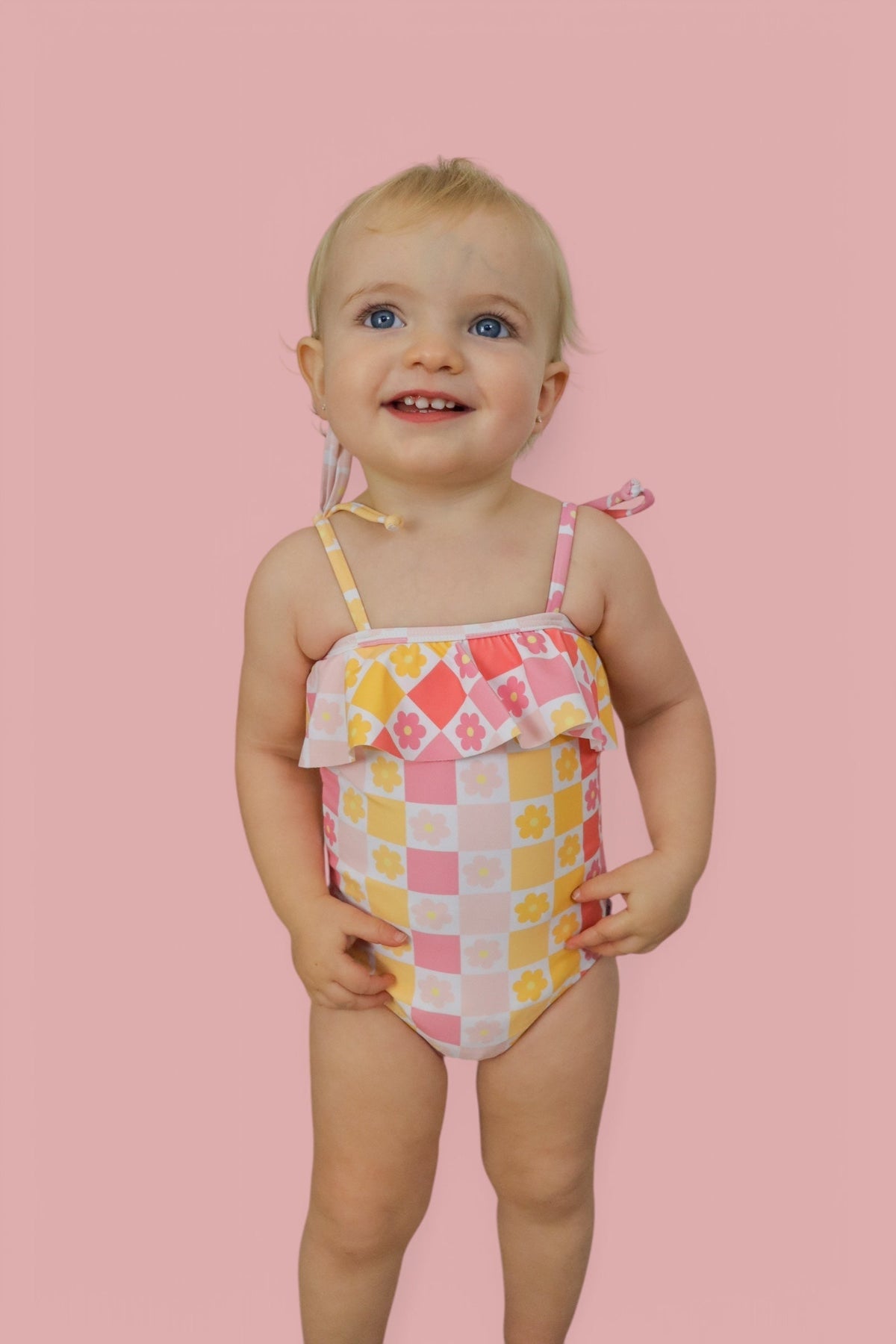 DREAM BIG LITTLE CO SUMMER SUNSET CHECKERS DREAM ONE PIECE SWIM SUITEveretts Place