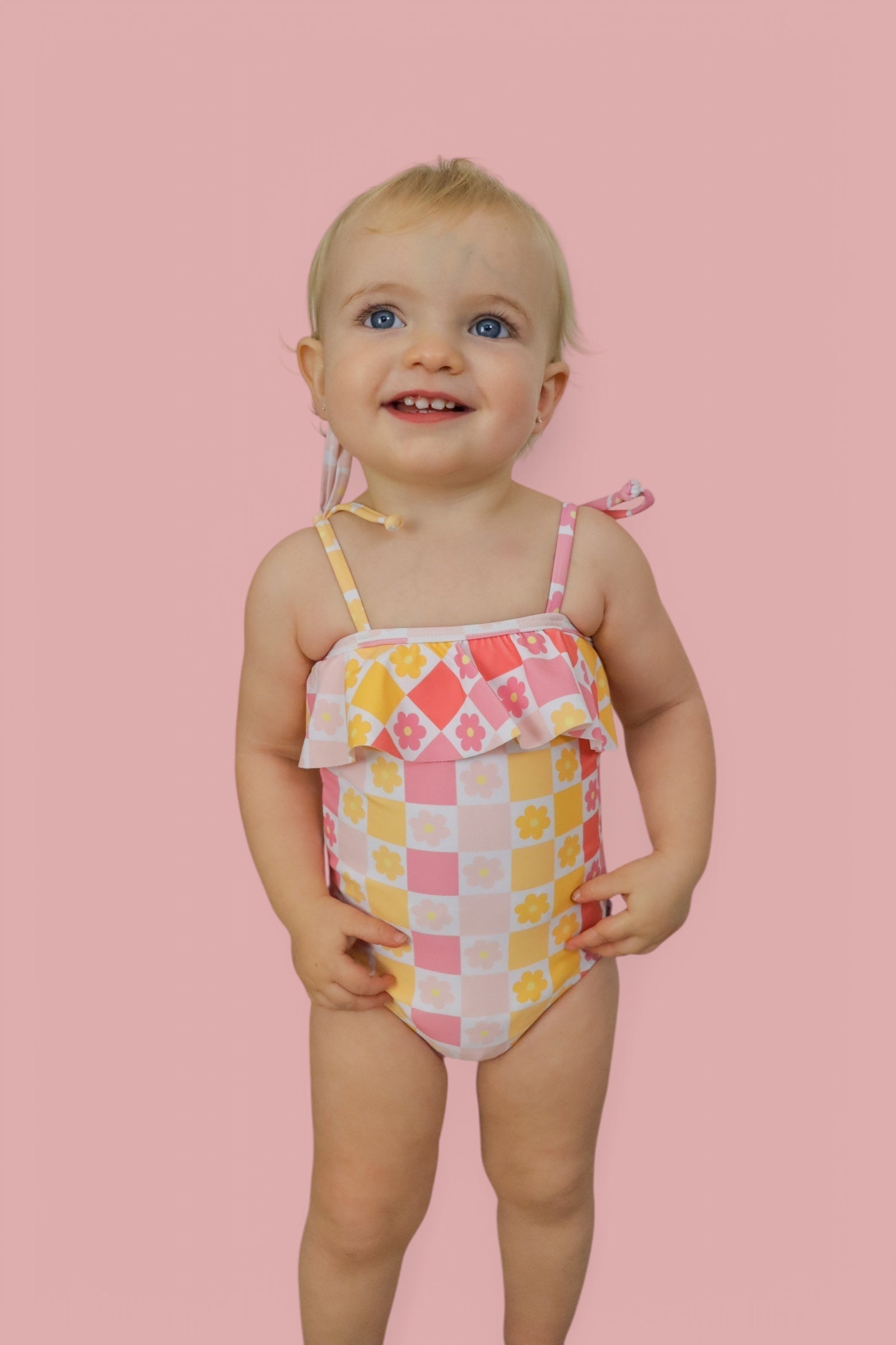 DREAM BIG LITTLE CO SUMMER SUNSET CHECKERS DREAM ONE PIECE SWIM SUITEveretts Place