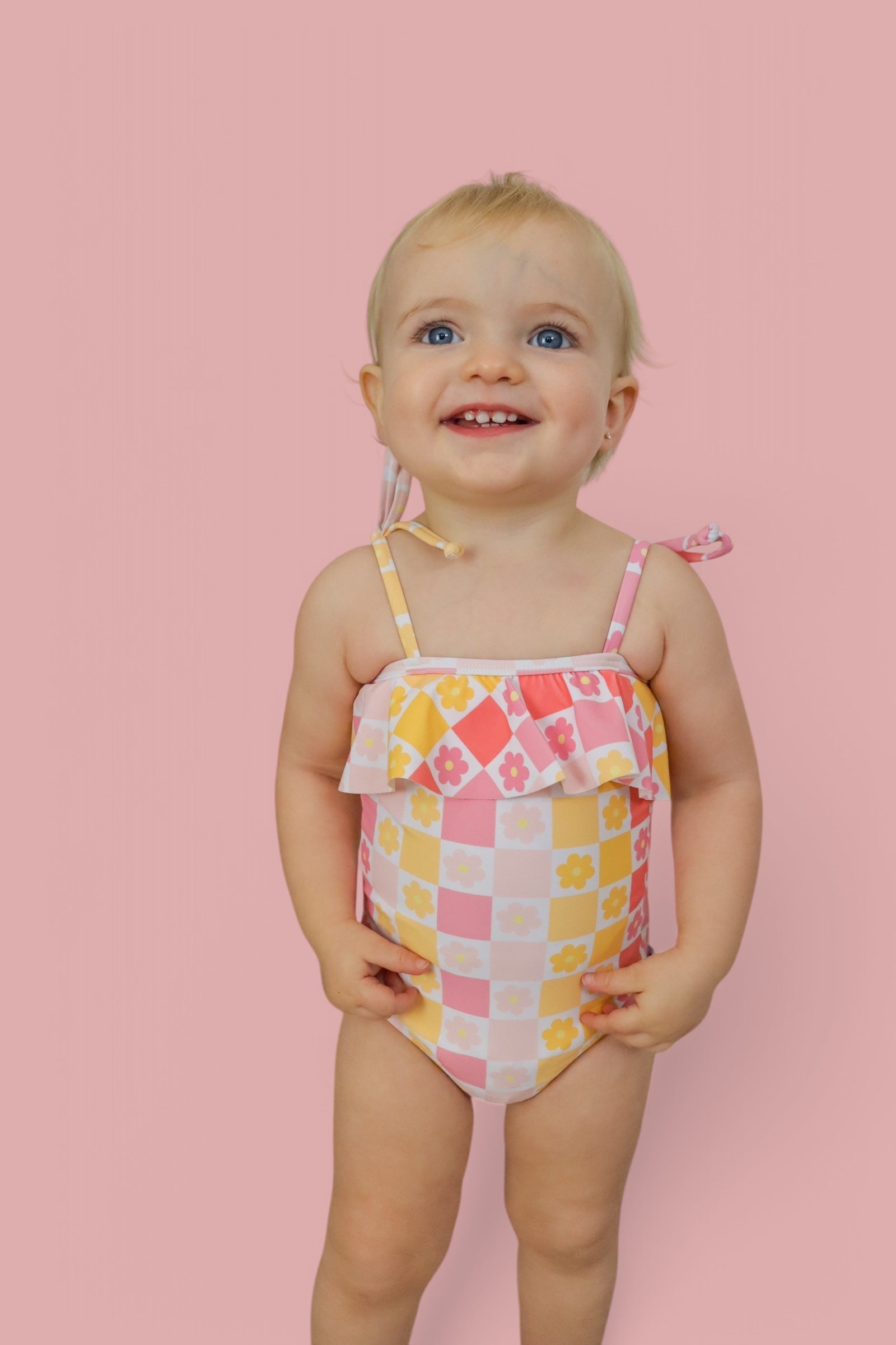 DREAM BIG LITTLE CO SUMMER SUNSET CHECKERS DREAM ONE PIECE SWIM SUITEveretts Place
