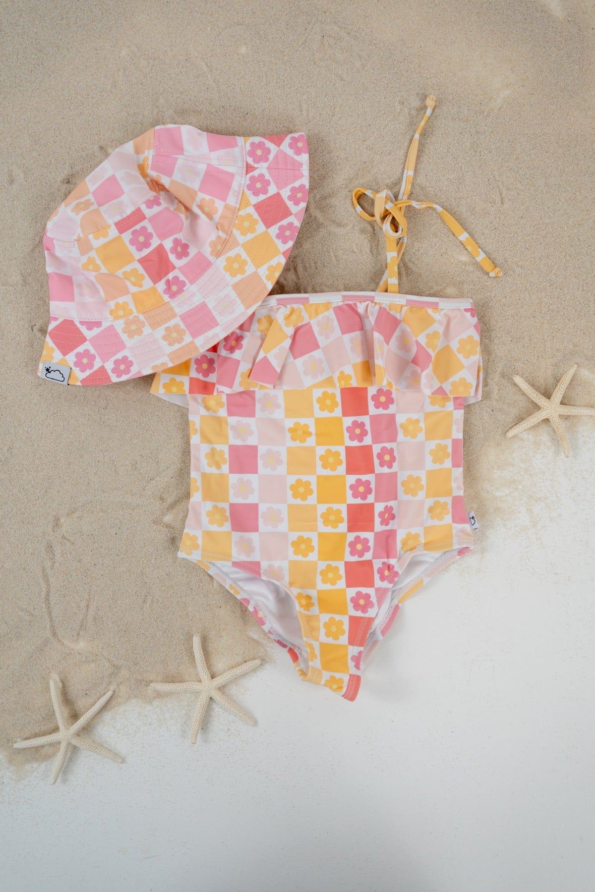 DREAM BIG LITTLE CO SUMMER SUNSET CHECKERS DREAM ONE PIECE SWIM SUITEveretts Place
