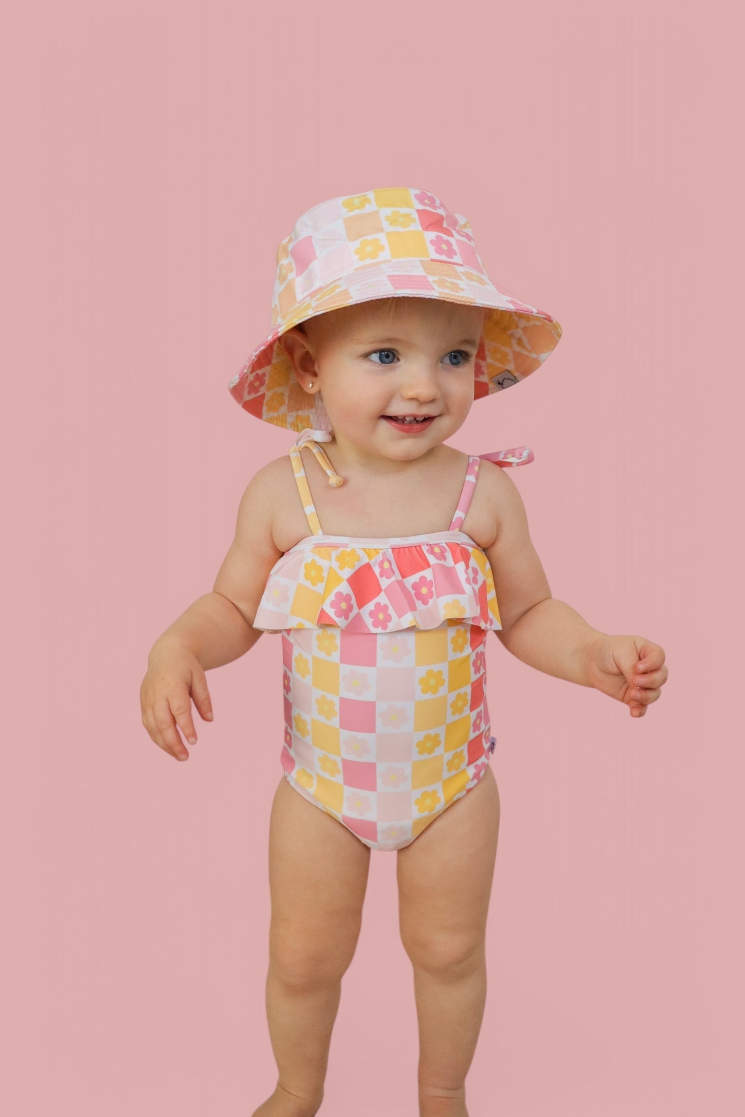 DREAM BIG LITTLE CO SUMMER SUNSET CHECKERS DREAM ONE PIECE SWIM SUITEveretts Place