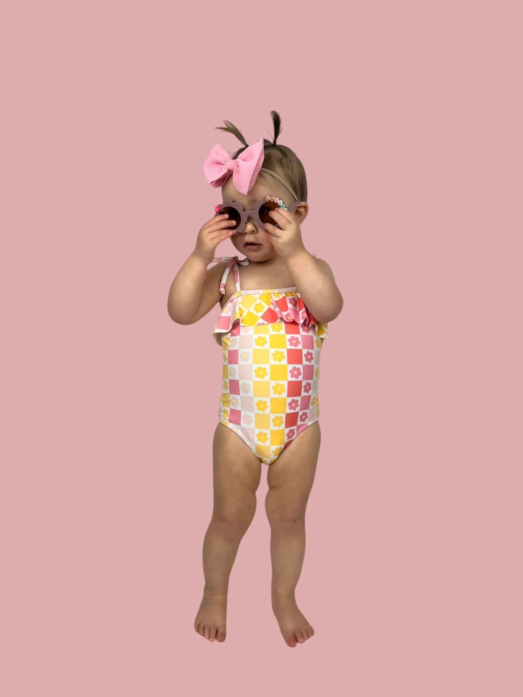 DREAM BIG LITTLE CO SUMMER SUNSET CHECKERS DREAM ONE PIECE SWIM SUITEveretts Place