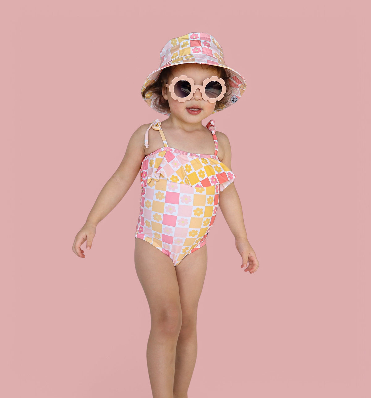 DREAM BIG LITTLE CO SUMMER SUNSET CHECKERS DREAM ONE PIECE SWIM SUITEveretts Place