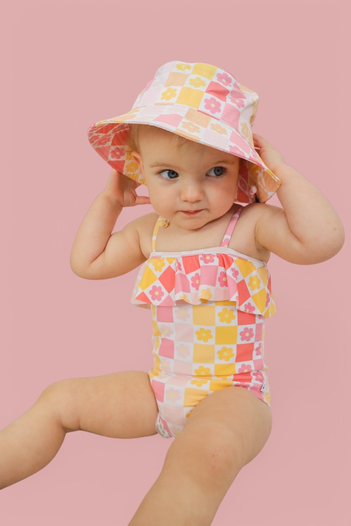 DREAM BIG LITTLE CO SUMMER SUNSET CHECKERS DREAM ONE PIECE SWIM SUITEveretts Place