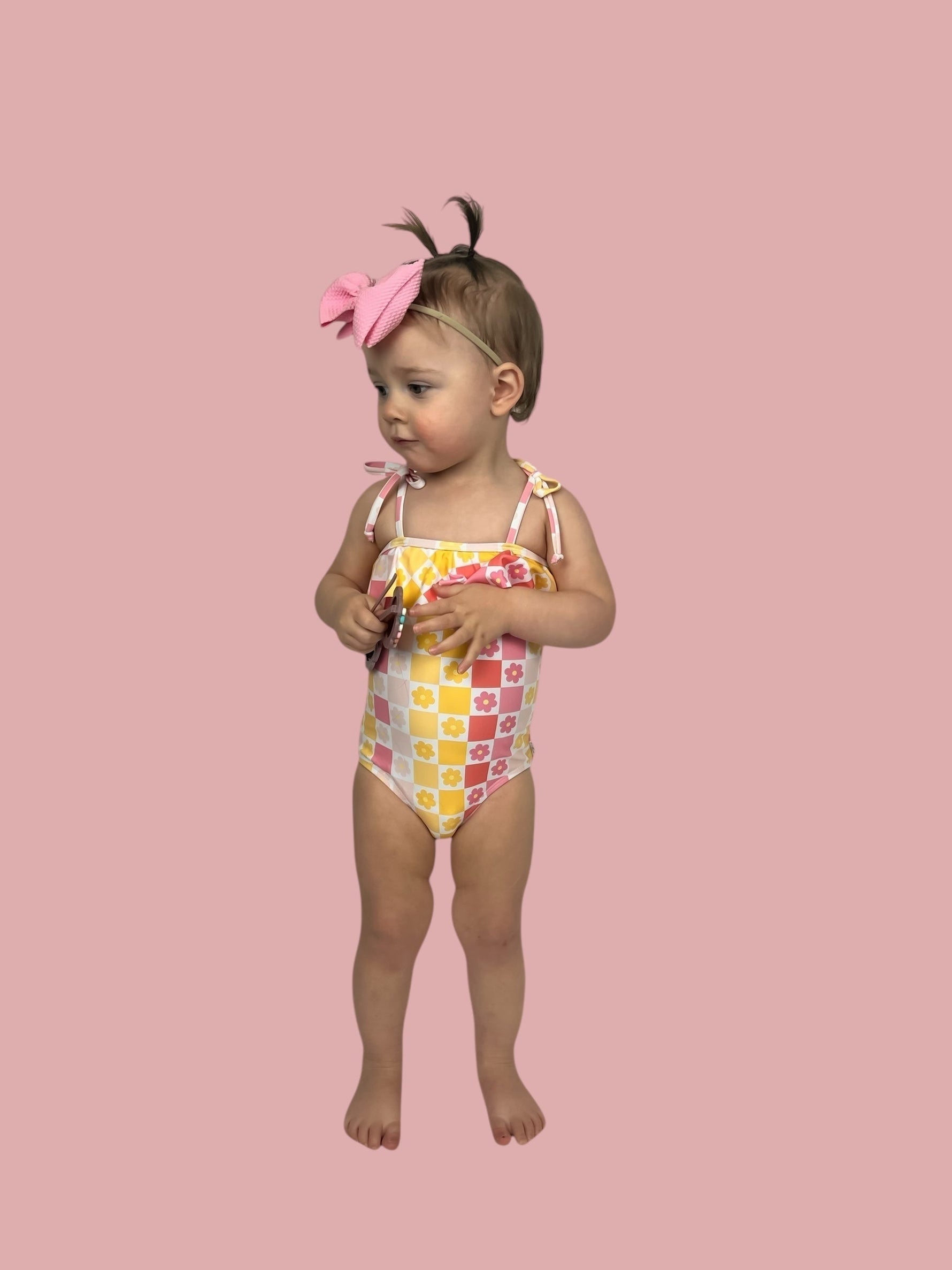 DREAM BIG LITTLE CO SUMMER SUNSET CHECKERS DREAM ONE PIECE SWIM SUITEveretts Place