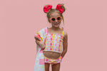 DREAM BIG LITTLE CO SUMMER SUNSET CHECKERS DREAM SMOCKED TANKINI TWO PIECE SWIM SUITEveretts Place
