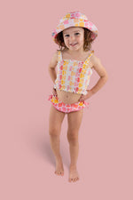 DREAM BIG LITTLE CO SUMMER SUNSET CHECKERS DREAM SMOCKED TANKINI TWO PIECE SWIM SUITEveretts Place