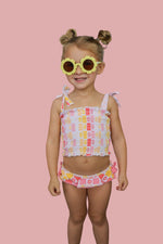 DREAM BIG LITTLE CO SUMMER SUNSET CHECKERS DREAM SMOCKED TANKINI TWO PIECE SWIM SUITEveretts Place