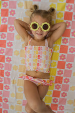 DREAM BIG LITTLE CO SUMMER SUNSET CHECKERS DREAM SMOCKED TANKINI TWO PIECE SWIM SUITEveretts Place