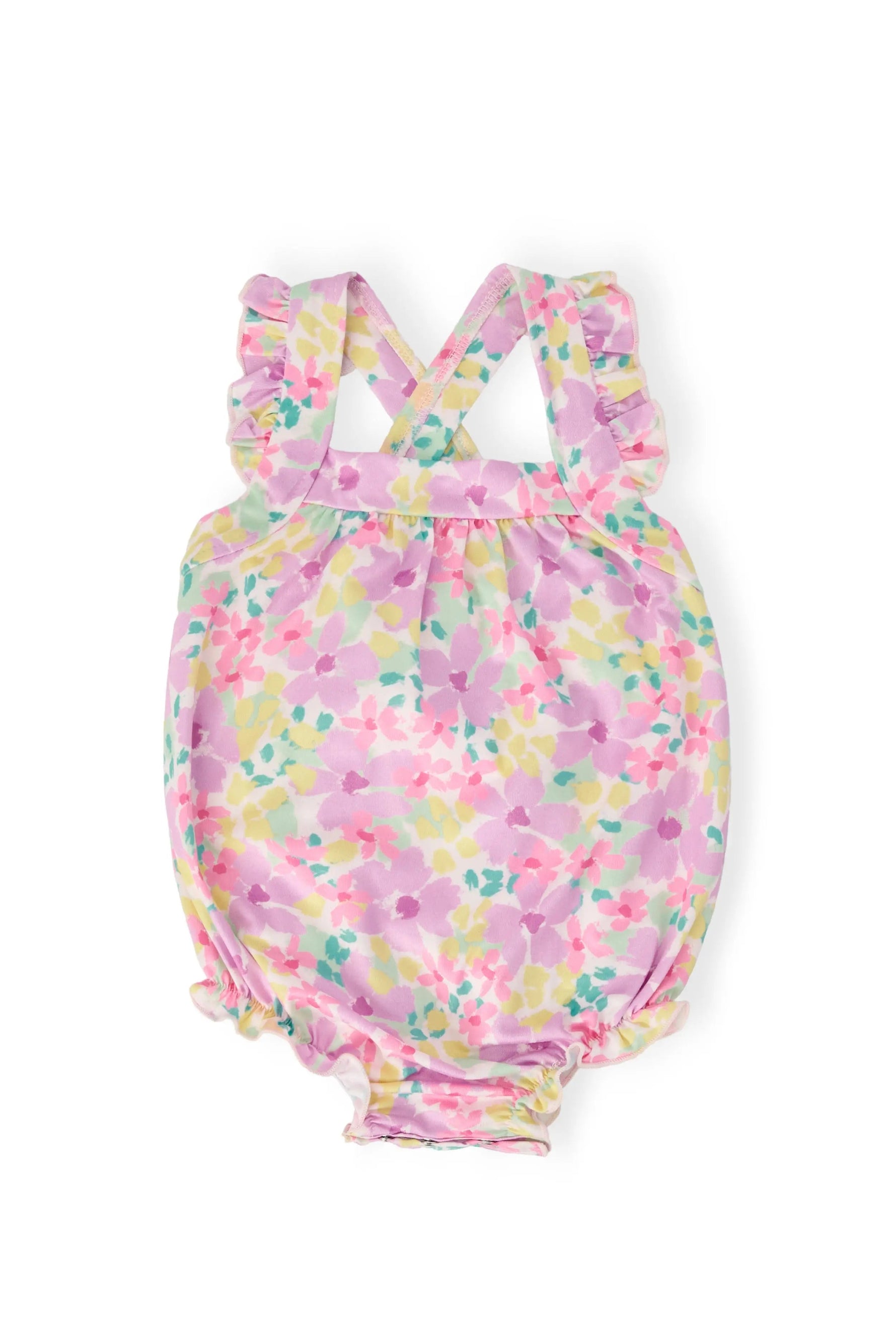 Mila & Rose ® Summer Watercolor Ruffle Cross Back Romper - 