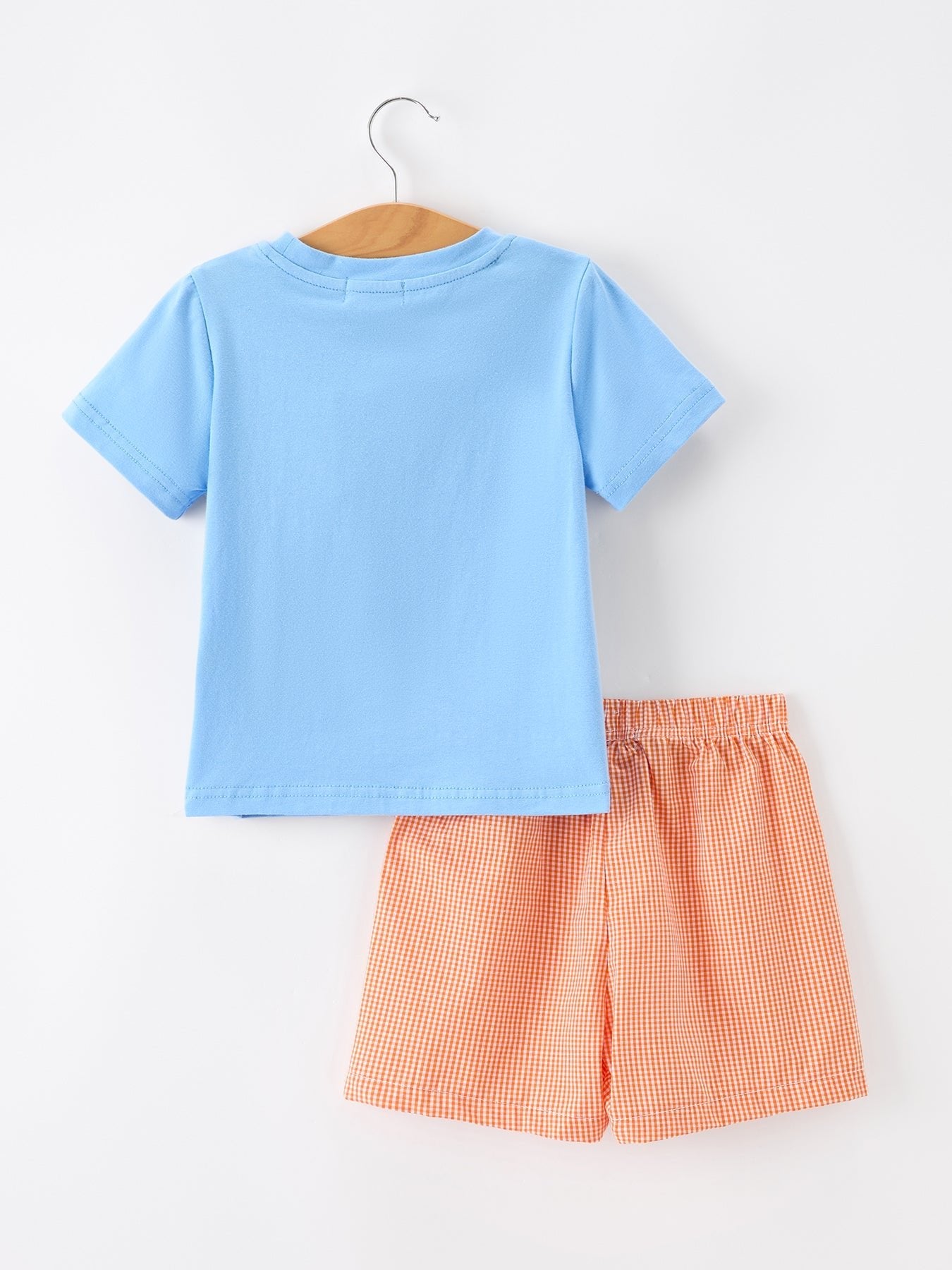 Rylee Faith Designs Summer Whale Embroidery Boys Set T Shirt Plaid Shorts Outfit