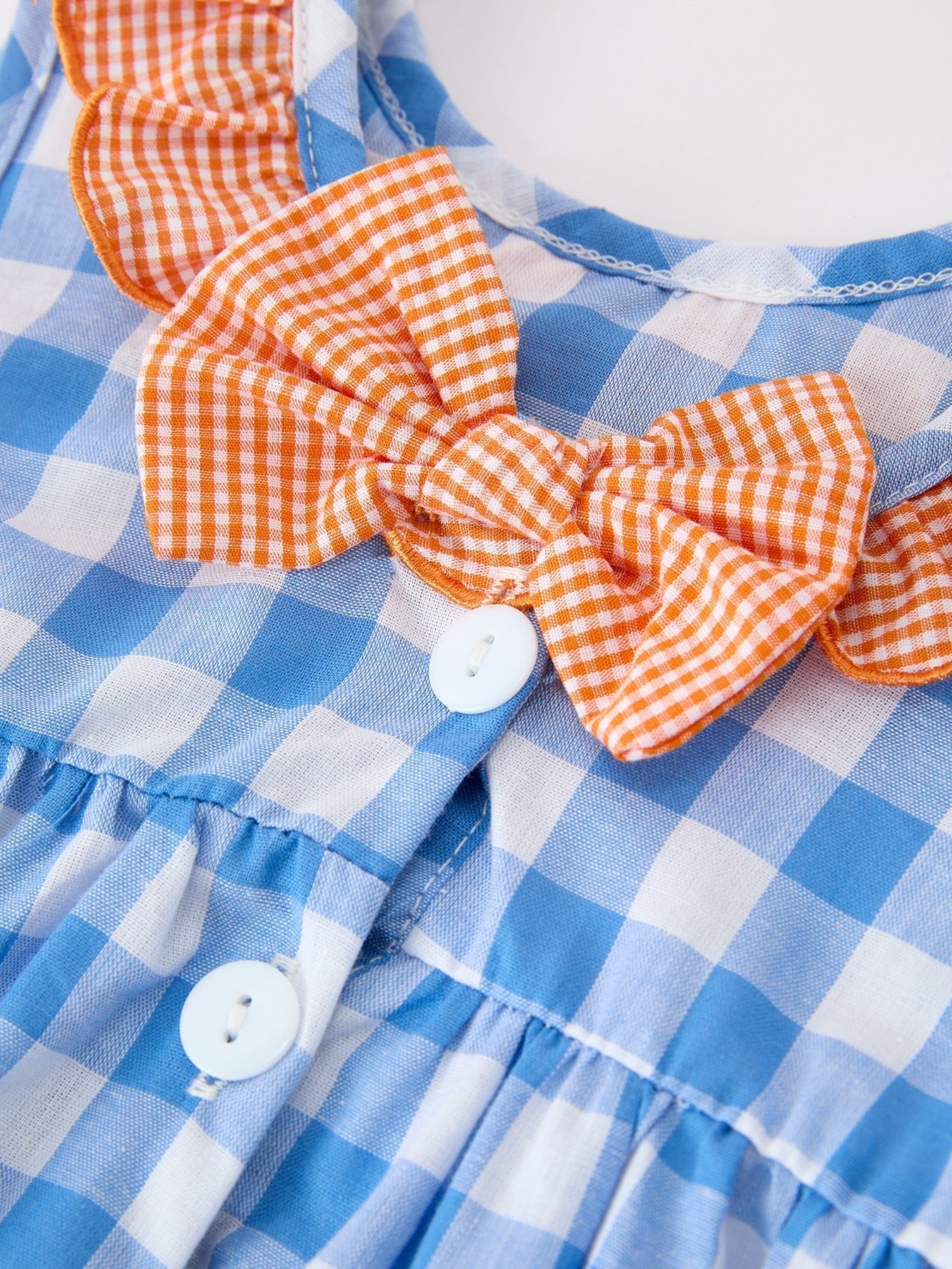 Rylee Faith Designs Summer Whale Embroidery Girls Dress Plaid Ruffle Collar