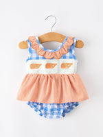 Summer Whale Embroidery Girls Romper Plaid Ruffle Collar - Baby & Toddler Clothing, Textile, One-piece garment, Pink, Dress | Everetts Place