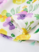 Rylee Faith Designs Summer Yellow Floral Print Girls Long Sleeve Swim Set - 