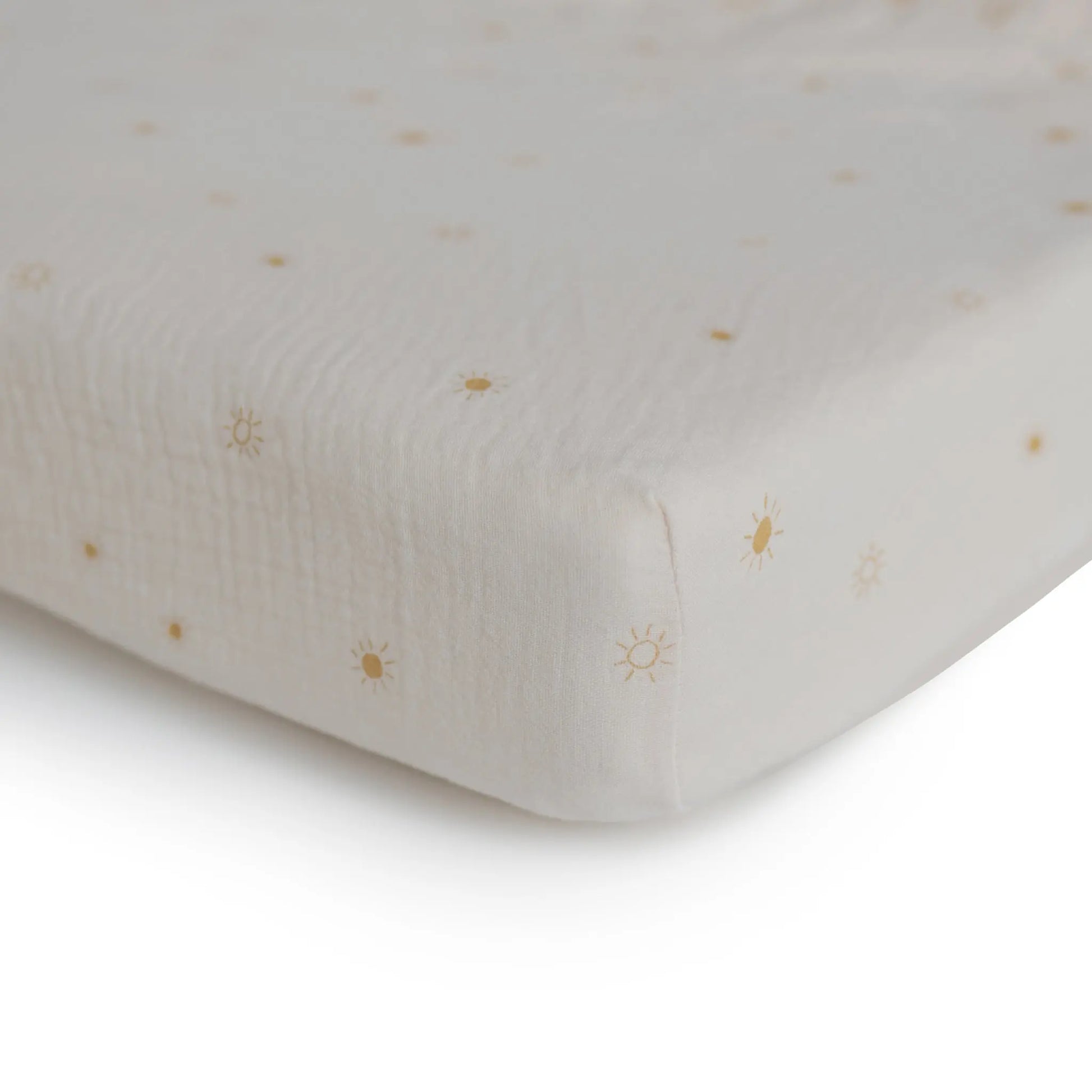 Mini Muslin Crib Sheet 100 Percent Cotton Extra Soft Breathable Fabric Full Elastic Edges Pre-Washed For Softness Mushie