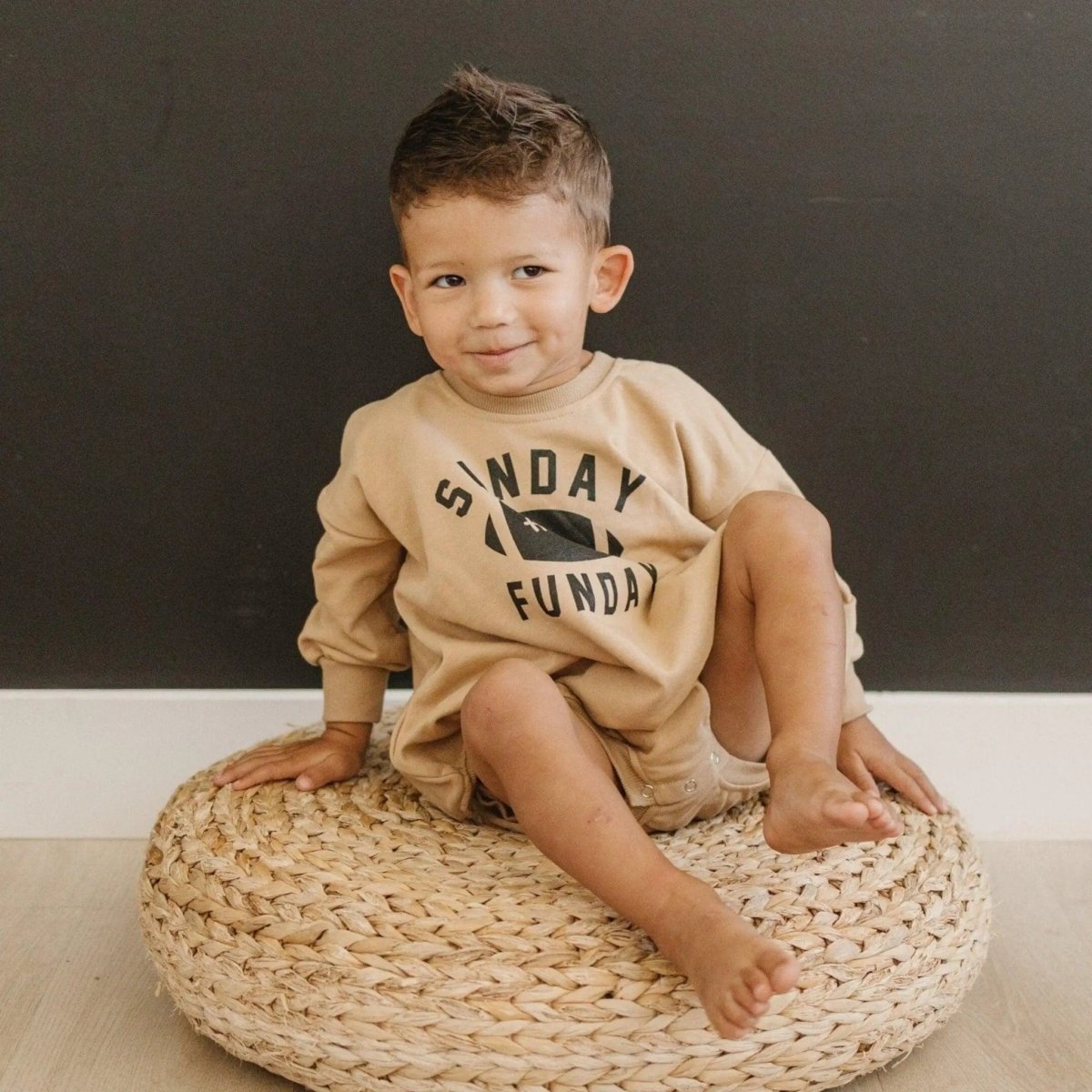 Sunday Funday Football Sweatshirt Romper For Babies - Everetts Place Boutique - 