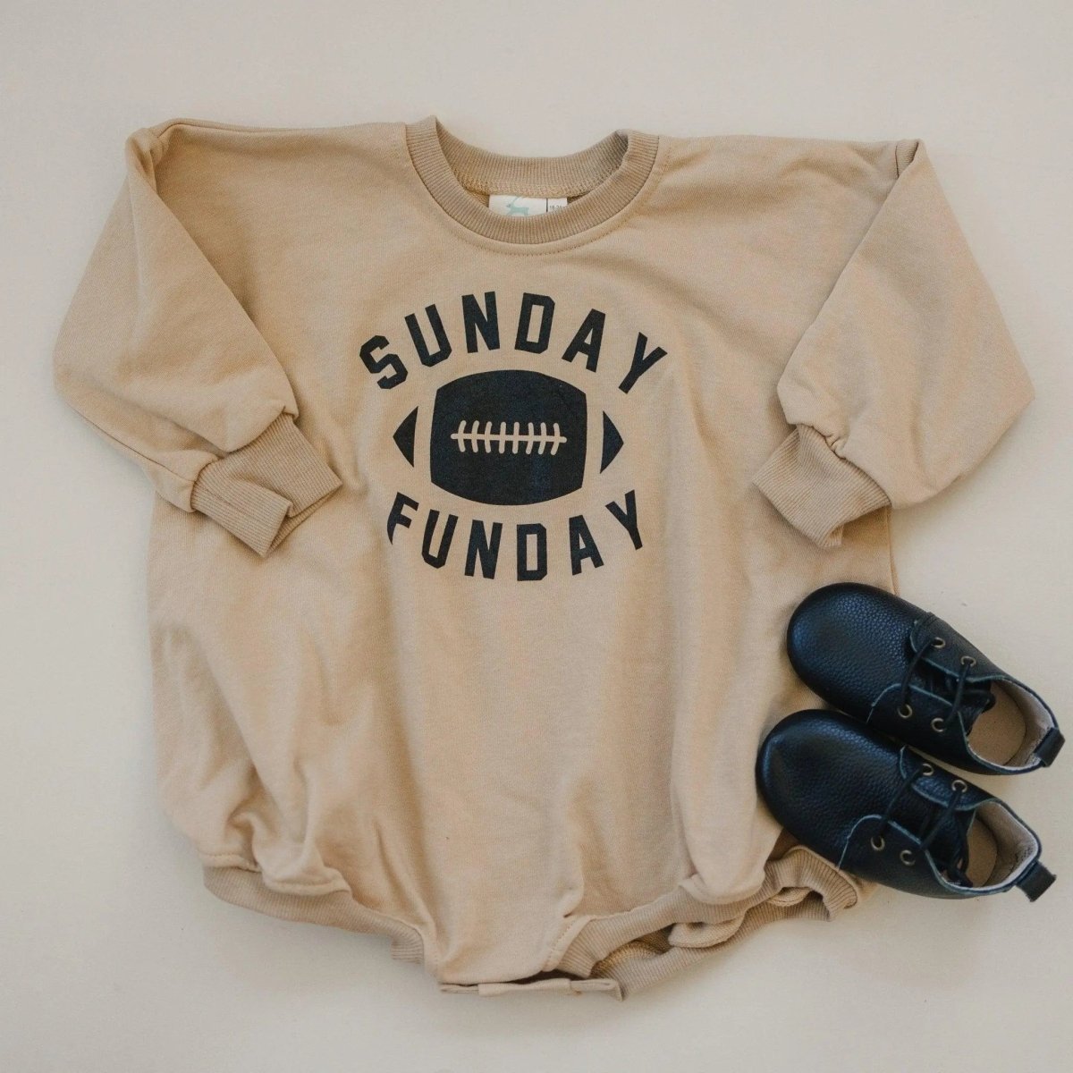 Little Joy Co. Sunday Funday Football Sweatshirt Romper For Babies - Everetts Place Boutique - 