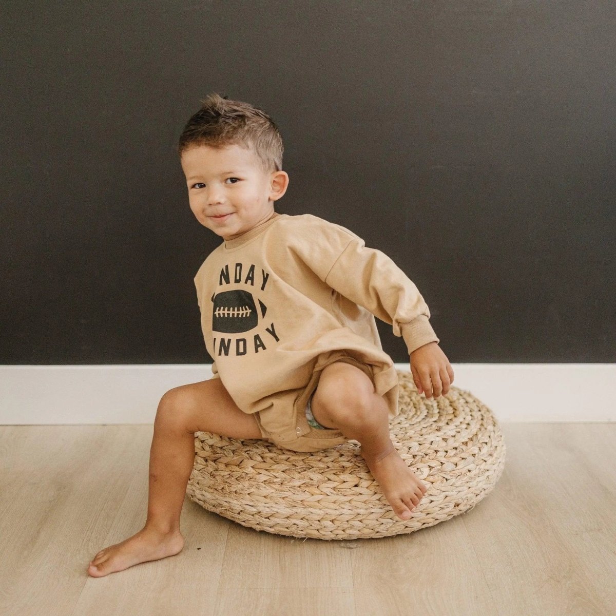 Little Joy Co. Sunday Funday Football Sweatshirt Romper For Babies - Everetts Place Boutique - 