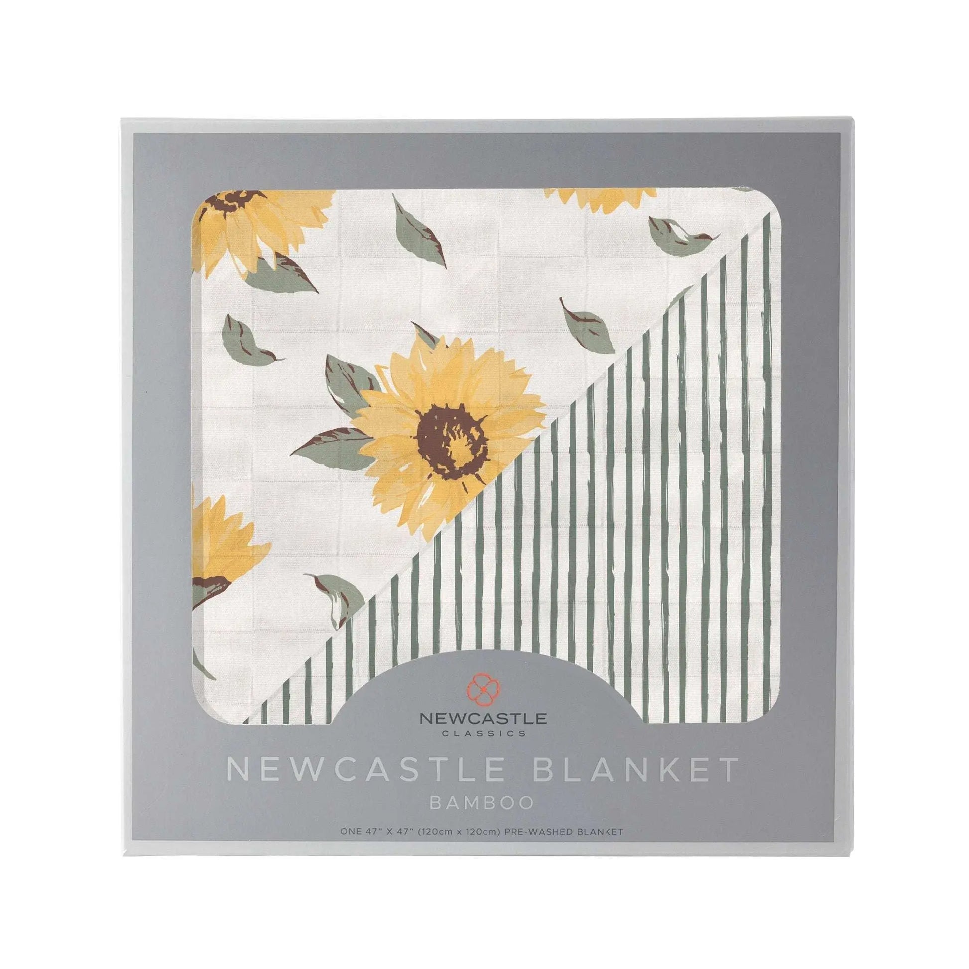 Sunflower Farm And Sage Green Stripe Newcastle Blanket For Kids 100 Percent Natural Bamboo Muslin 47 Inch X 47 Inch Newcastle Classics