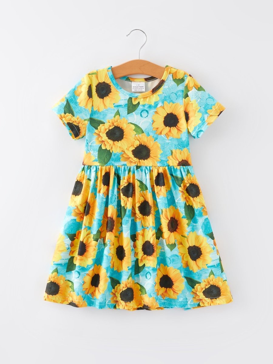 Rylee Faith Designs Sunflower Girls' Milk Silk Dress 3 - piece Set - 