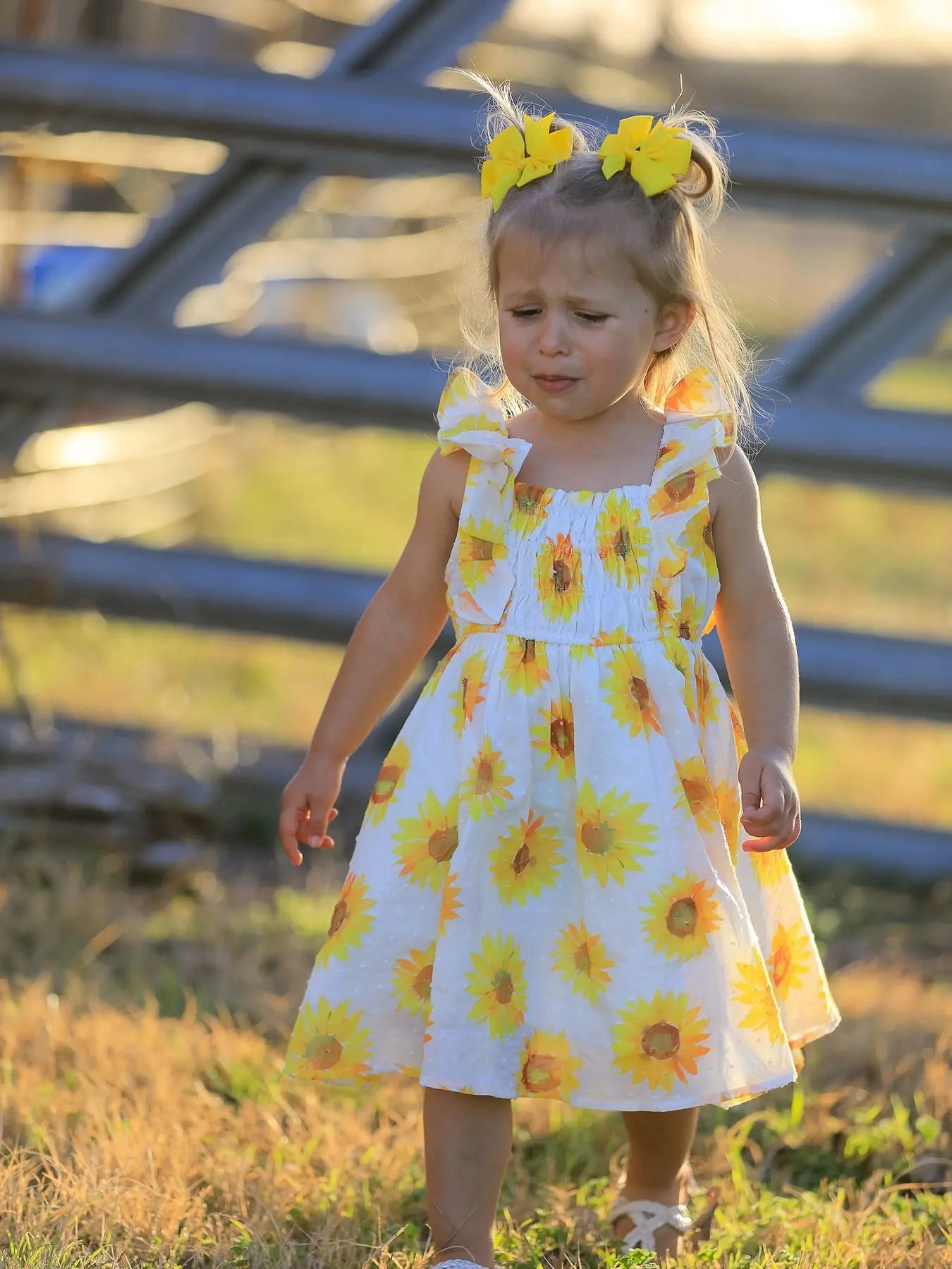 Rylee Faith Designs Sunflower Girls Smocked Ruffle Dress - 