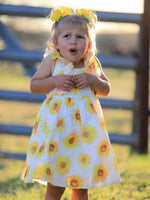 Rylee Faith Designs Sunflower Girls Smocked Ruffle Dress - 