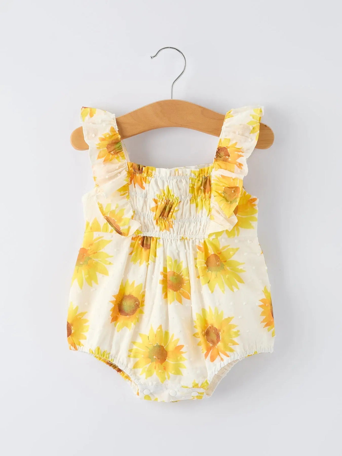 Rylee Faith Designs Sunflower Girls Smocked Ruffle Romper - 
